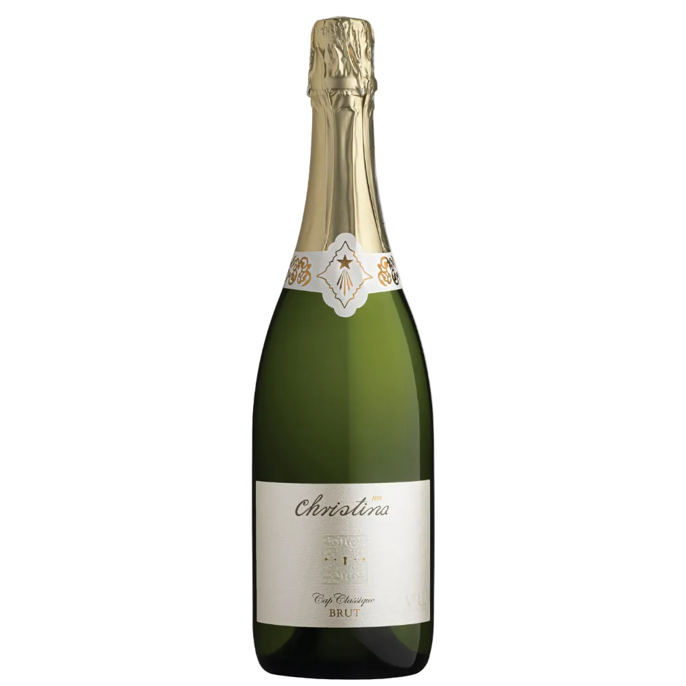A bottle of Chrétiçonne Crôme Brûlée Champagne on a plain white background.