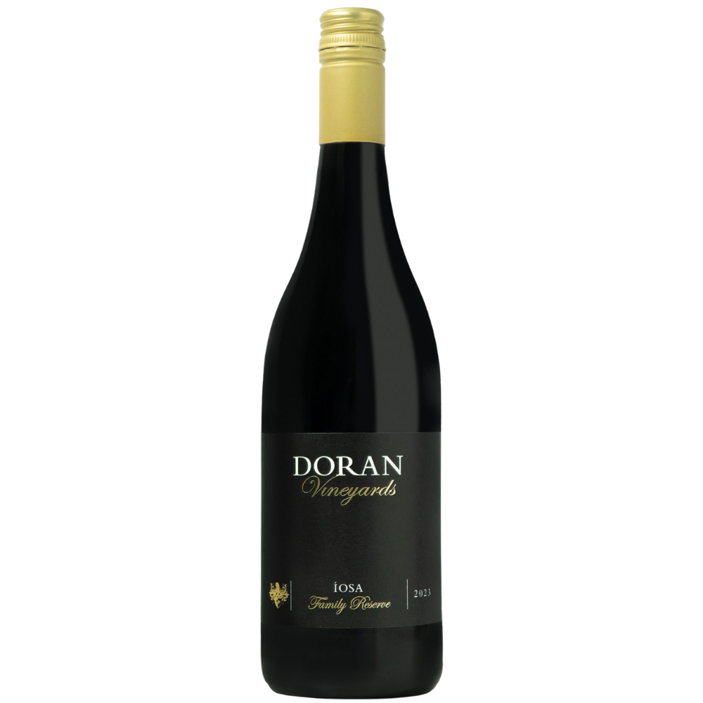 A bottle of Dorian Vineyards Iosa Family Reserve red wine, featuring a dark glass bottle with a black label and a gold foil capsule at the neck, set against a plain white background.