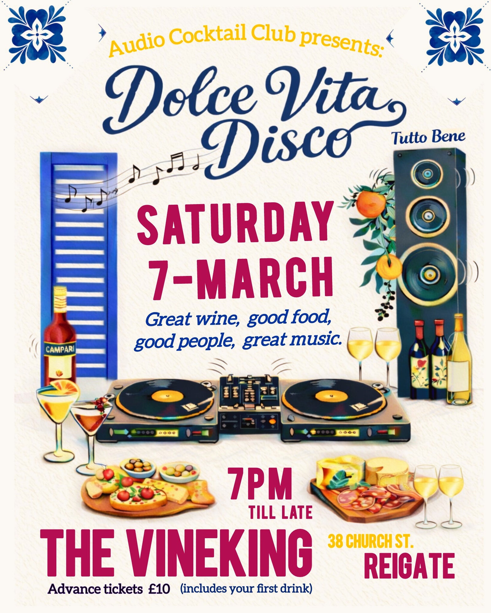 Dolce Vita Disco Saturday 7th March 2026 - 7pm 'til late