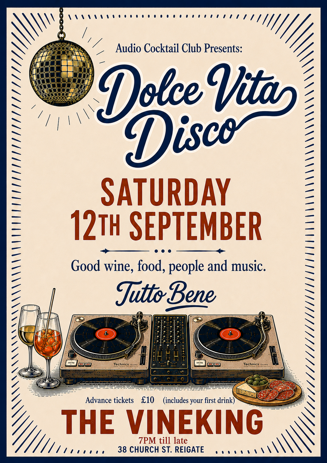 Dolce Vita Disco Saturday 12th September 2026 - 7pm 'til late
