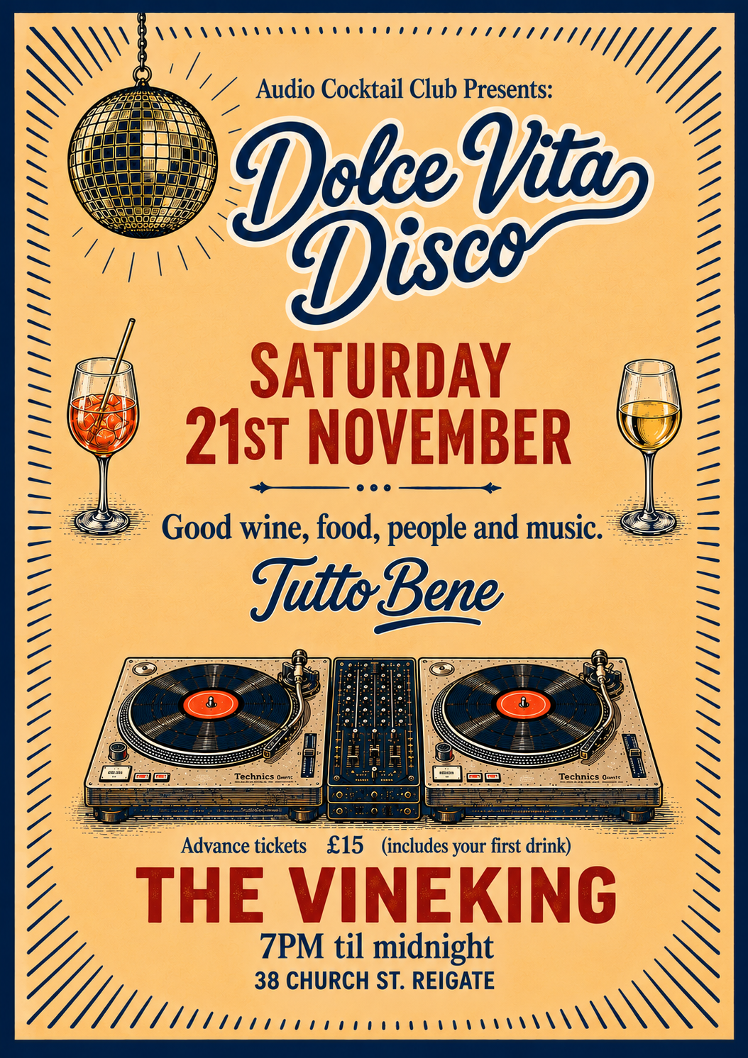 Dolce Vita Disco Saturday 21st November 2026 - 7pm 'til late